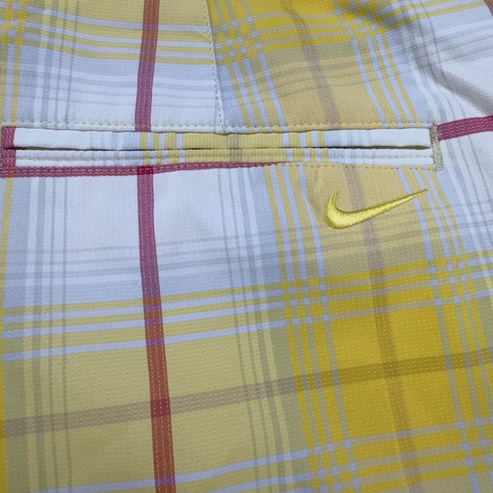 Nike Golf Tour Performance Plaid Shorts Women Size 4 Yellow Pink White Dri-Fit - Picture 12 of 13
